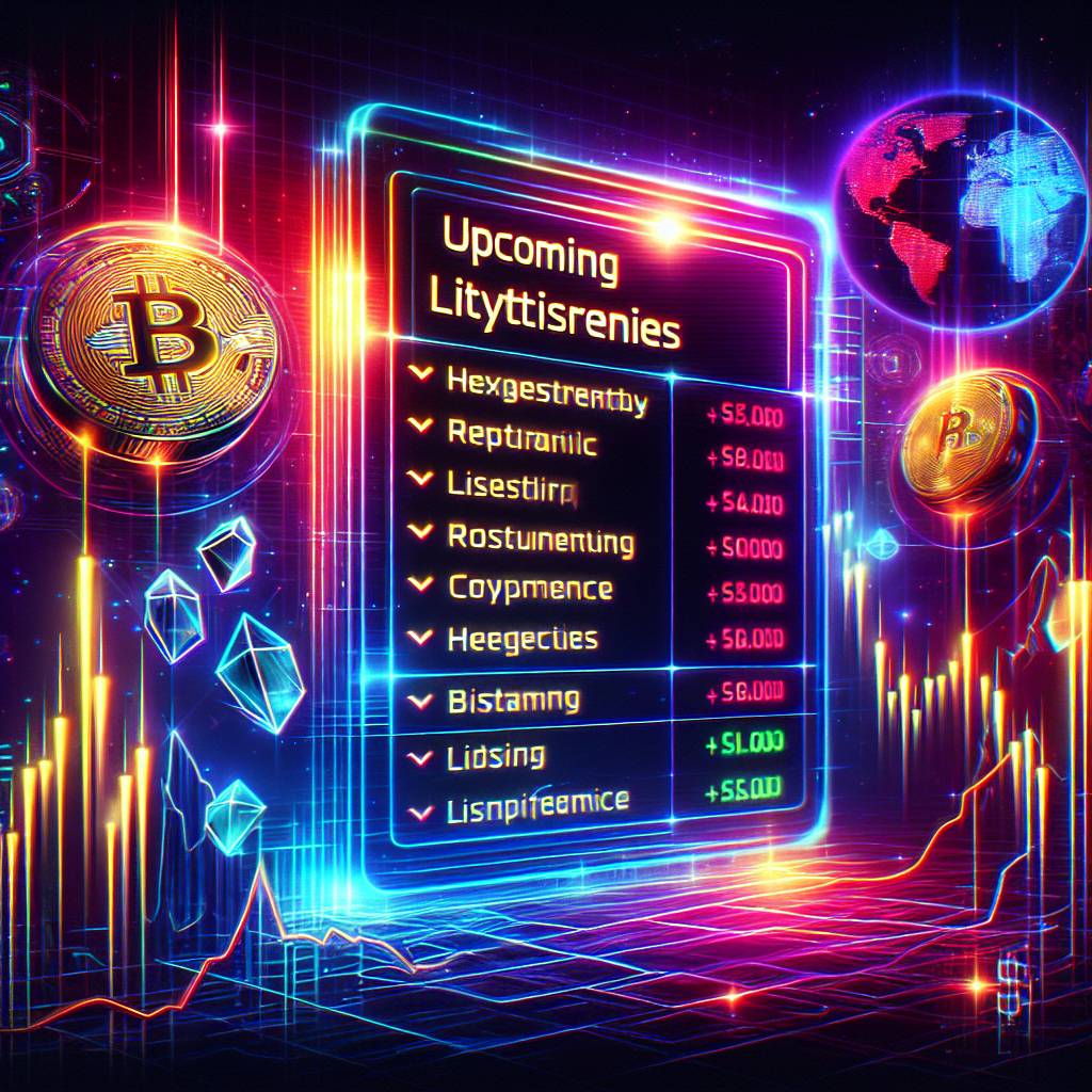 What are the upcoming listings for cryptocurrencies?