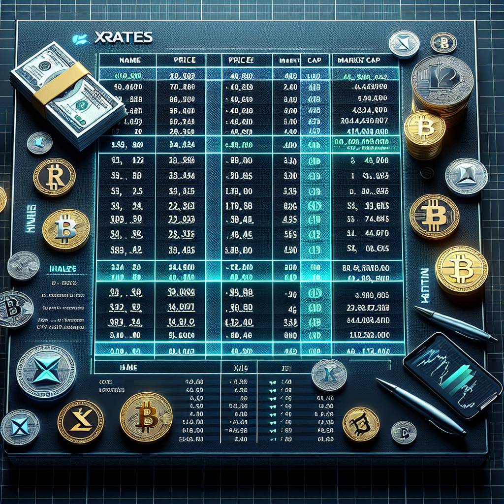 How can I use the xrates table to compare the prices of different cryptocurrencies?