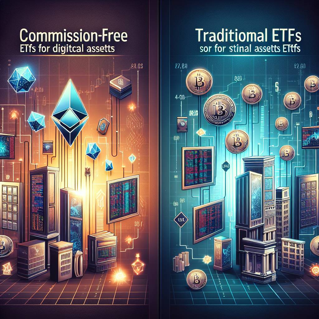 How do commission-free ETFs for digital assets compare to traditional ETFs?