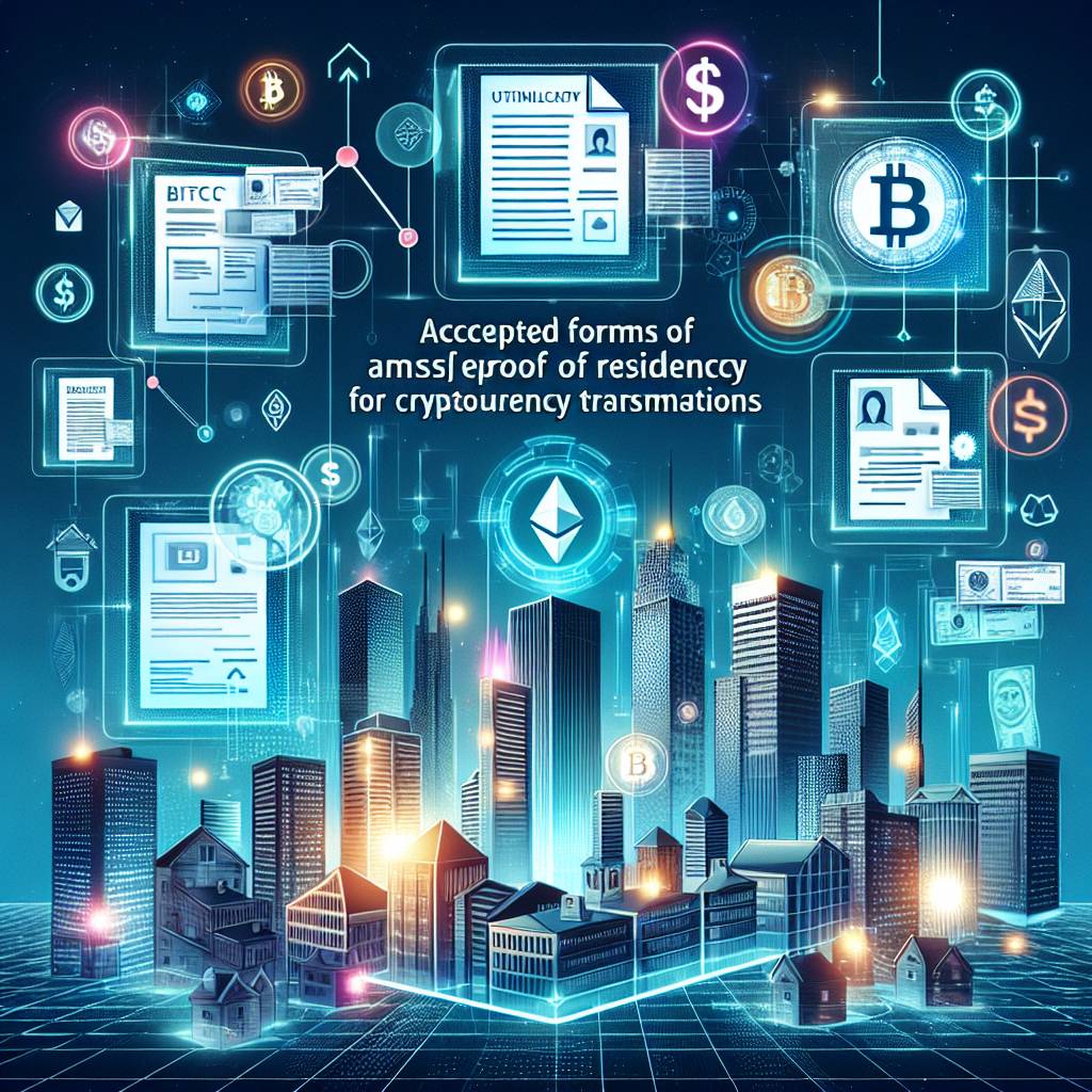 What are the accepted forms of proof of residency for cryptocurrency transactions?