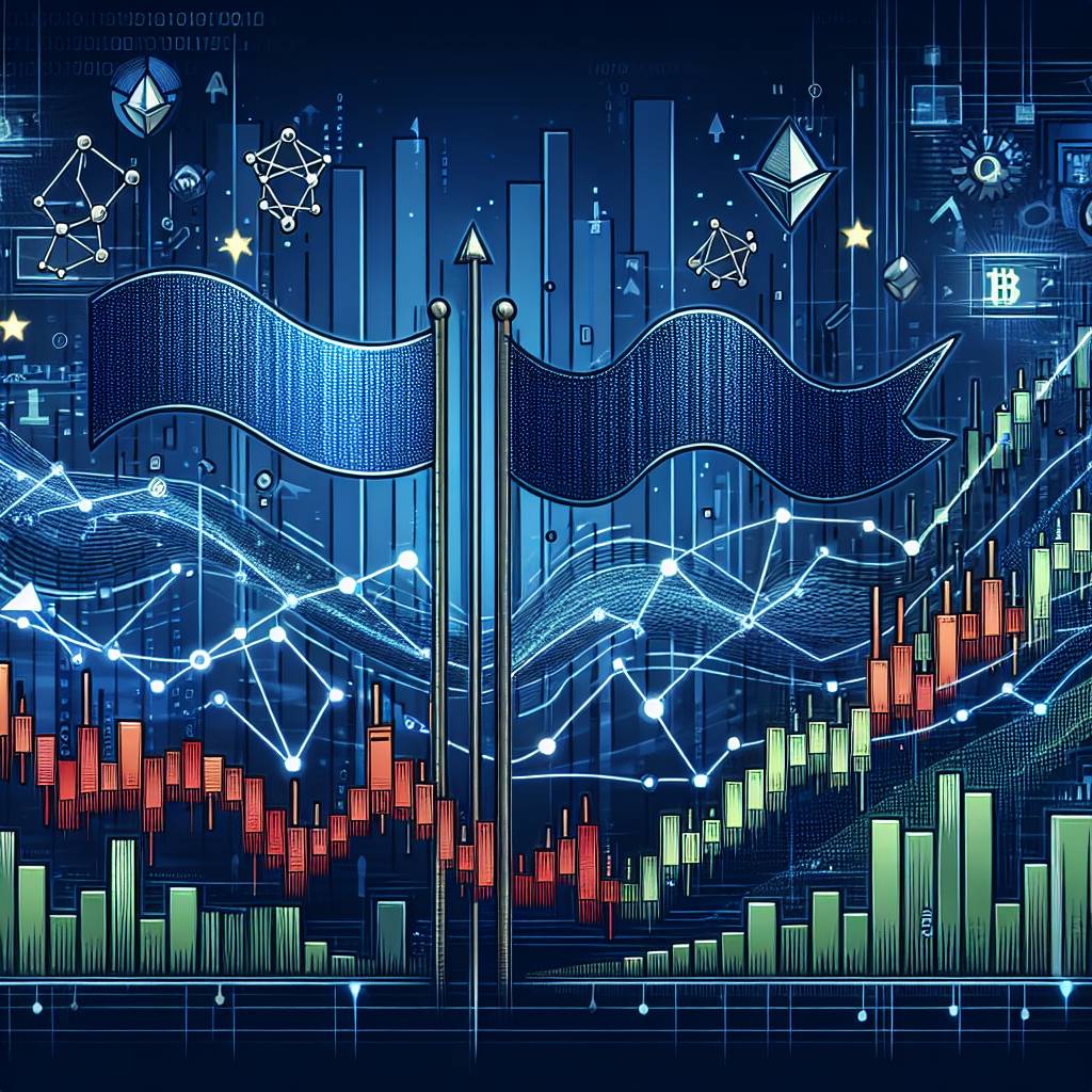 How do pennant and flag patterns indicate potential price movements in digital currencies?