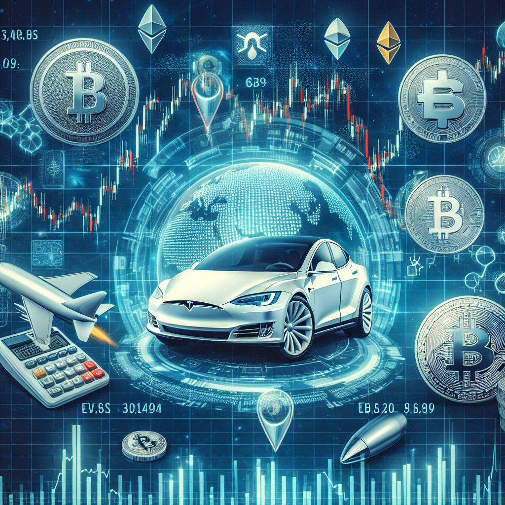 How does the price of Tesla stock correlate with the performance of popular cryptocurrencies?