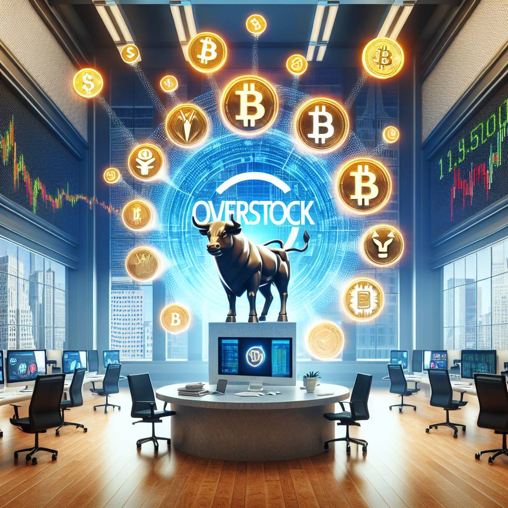 How does the overstock.com logo relate to the digital currency industry?
