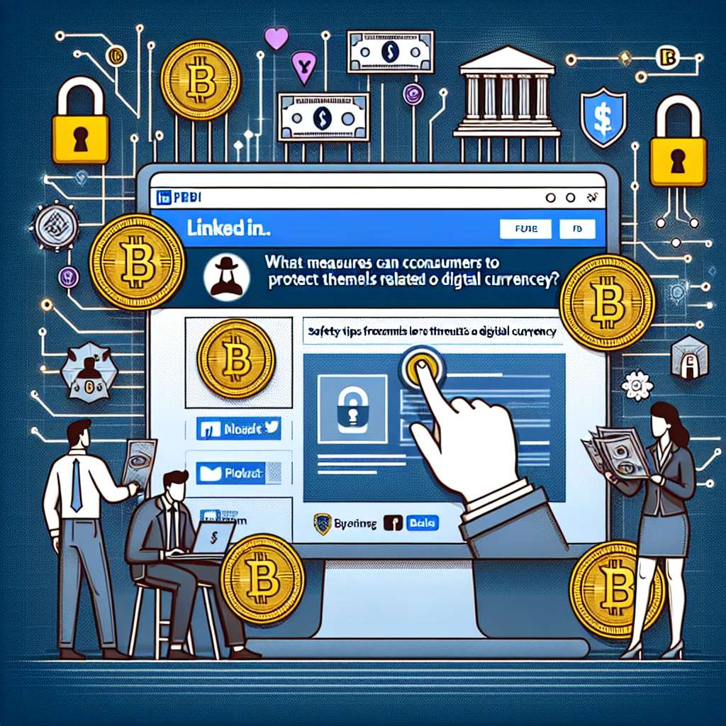 What measures can consumers take to protect themselves from threats related to digital currencies on LinkedIn according to the FBI?