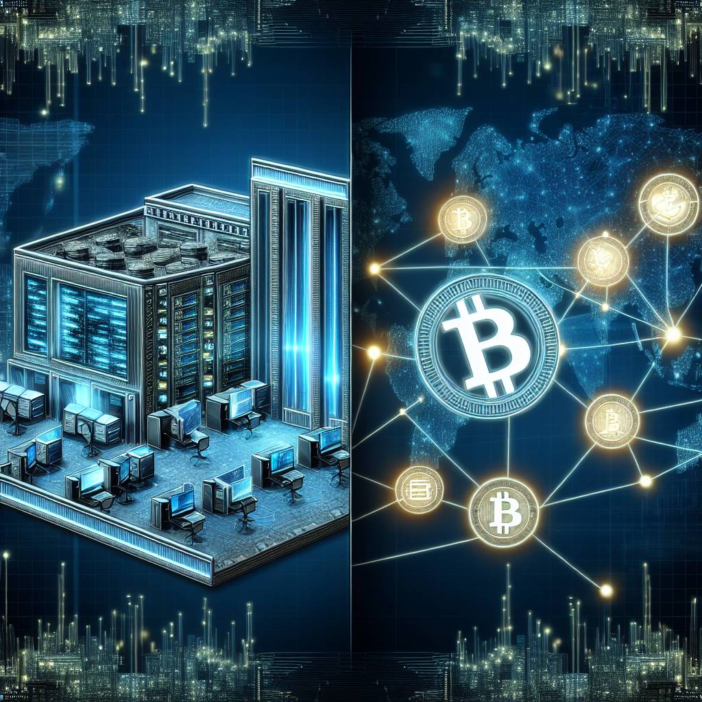 What are the differences between a centralized and decentralized blockchain database in the context of digital currencies?