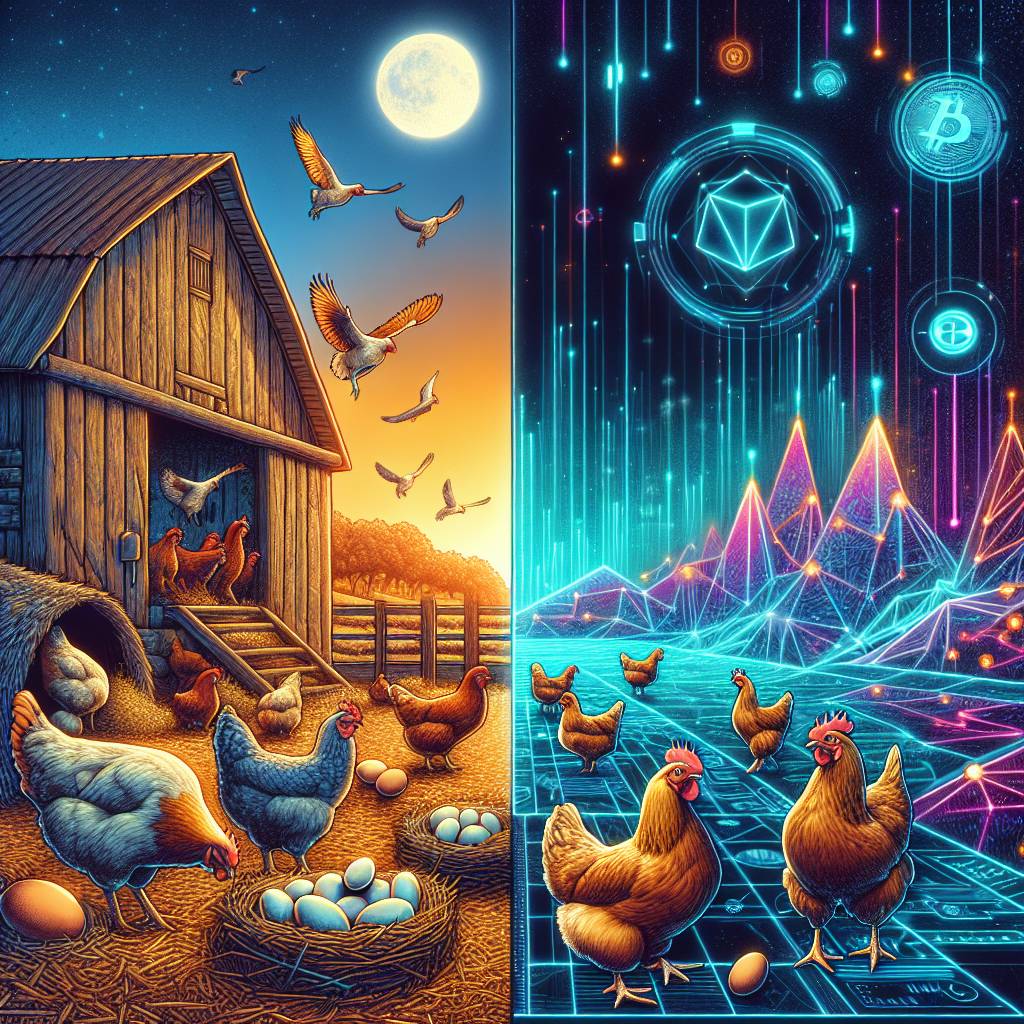 How does chicken farming relate to the world of cryptocurrency?