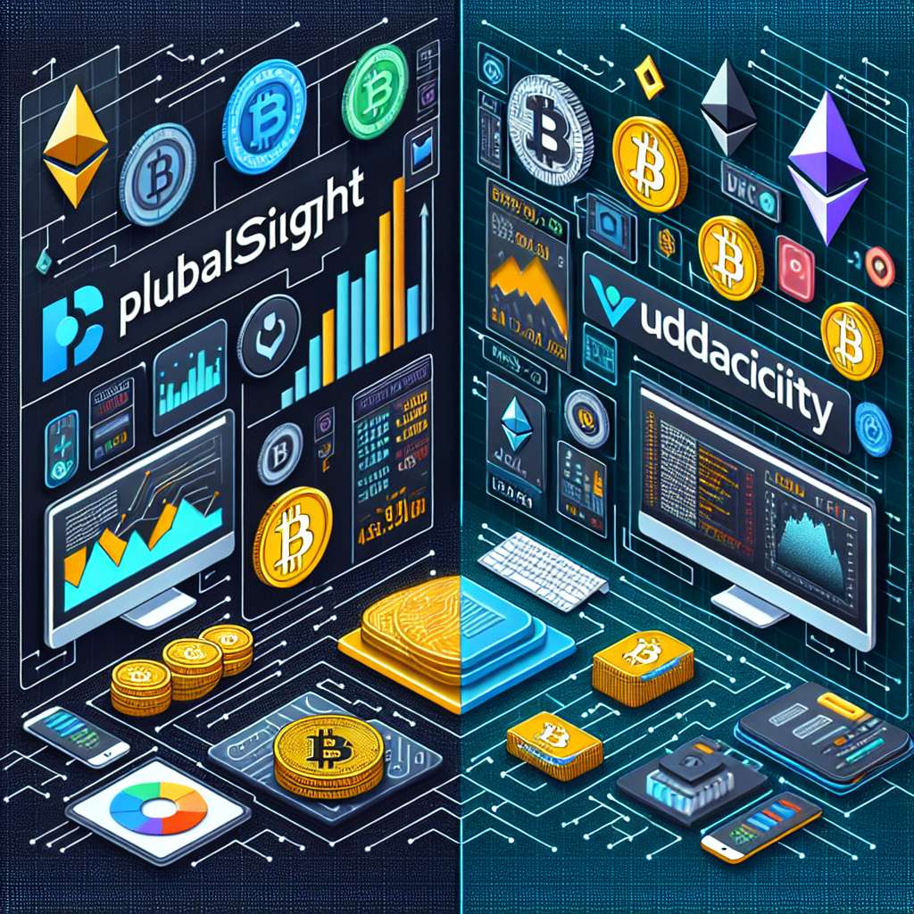 How do Udacity and Pluralsight compare in terms of their cryptocurrency courses and resources?