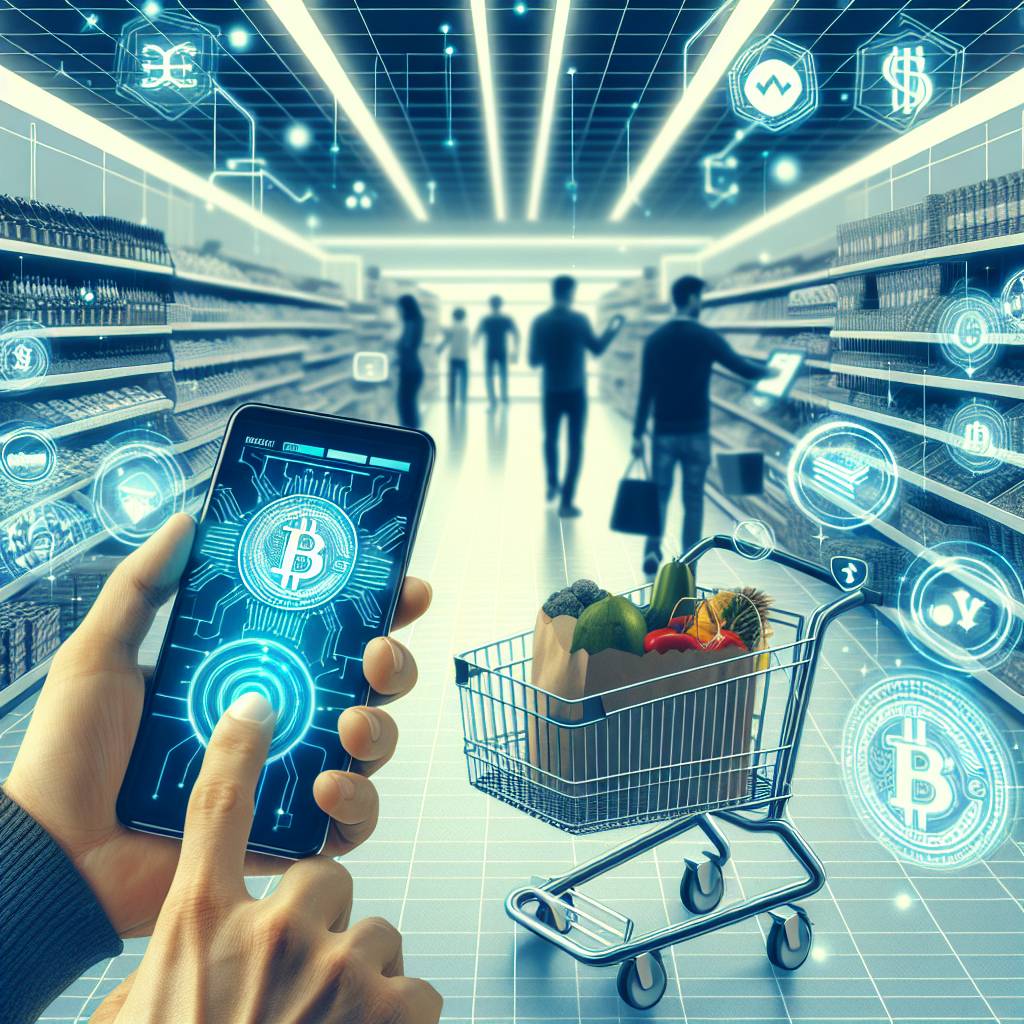 How can I use digital currencies to pay for grocery shopping?