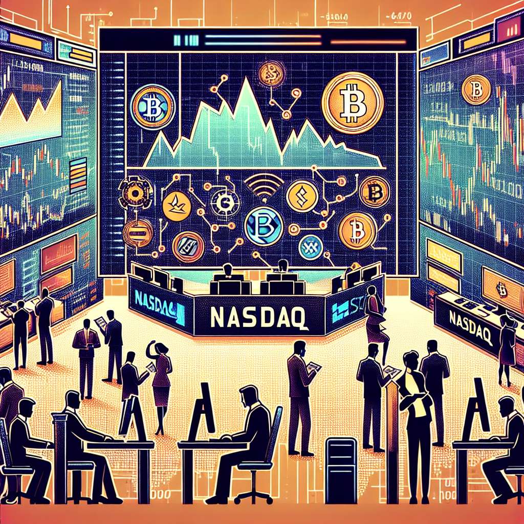 Which cryptocurrencies are currently listed on NASDAQ and what are their market performances?